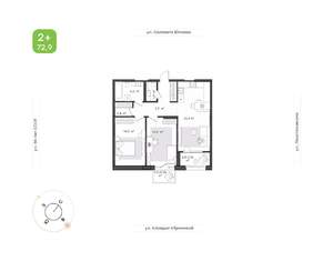 2-к квартира, вторичка, 73м2, 4/18 этаж