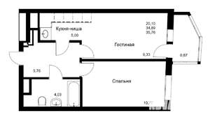 2-к квартира, вторичка, 37м2, 7/25 этаж