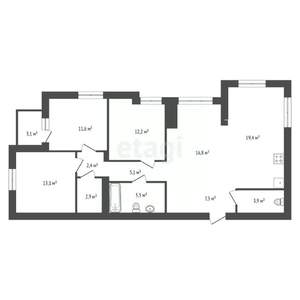 3-к квартира, вторичка, 102м2, 2/3 этаж