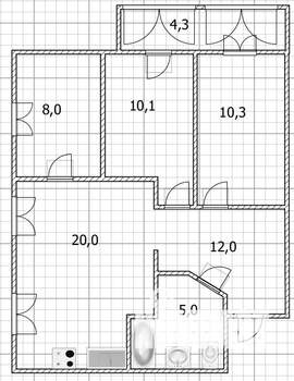 3-к квартира, вторичка, 68м2, 3/9 этаж