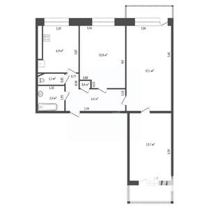 3-к квартира, вторичка, 61м2, 7/9 этаж