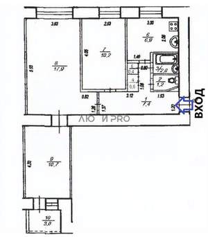 3-к квартира, вторичка, 57м2, 8/9 этаж