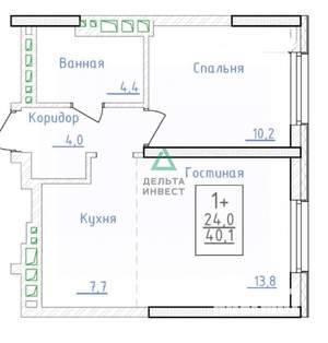 2-к квартира, вторичка, 40м2, 11/25 этаж