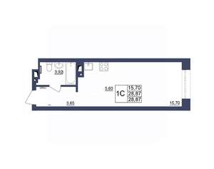 Студия квартира, строящийся дом, 29м2, 14/34 этаж