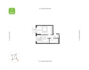 1-к квартира, вторичка, 44м2, 2/18 этаж