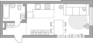 Студия квартира, строящийся дом, 36м2, 1/23 этаж
