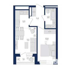 2-к квартира, вторичка, 34м2, 9/22 этаж