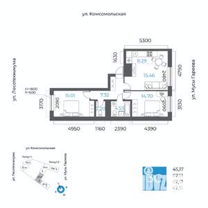3-к квартира, вторичка, 68м2, 7/20 этаж