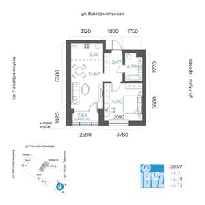 2-к квартира, вторичка, 45м2, 2/24 этаж