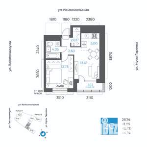 2-к квартира, вторичка, 43м2, 11/20 этаж
