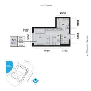 1-к квартира, вторичка, 27м2, 8/32 этаж
