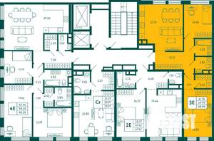 2-к квартира, строящийся дом, 70м2, 3/14 этаж