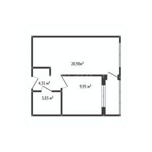 2-к квартира, вторичка, 40м2, 12/24 этаж