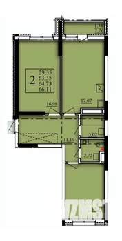 2-к квартира, вторичка, 65м2, 6/21 этаж