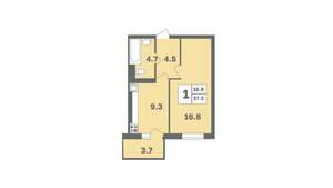 1-к квартира, вторичка, 37м2, 6/12 этаж