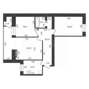 3-к квартира, вторичка, 67м2, 4/10 этаж