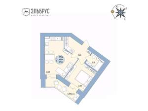 2-к квартира, вторичка, 47м2, 14/20 этаж