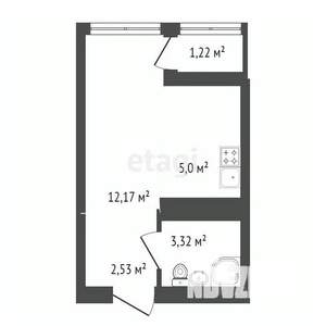 1-к квартира, строящийся дом, 24м2, 9/22 этаж