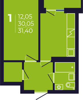 1-к квартира, вторичка, 32м2, 5/17 этаж