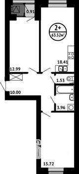 2-к квартира, вторичка, 64м2, 4/8 этаж