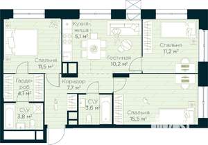 3-к квартира, вторичка, 73м2, 13/30 этаж