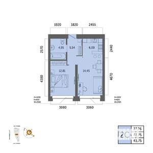 2-к квартира, вторичка, 44м2, 5/32 этаж