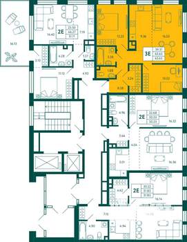2-к квартира, строящийся дом, 66м2, 2/18 этаж