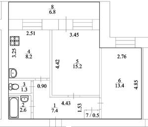 2-к квартира, вторичка, 49м2, 9/10 этаж