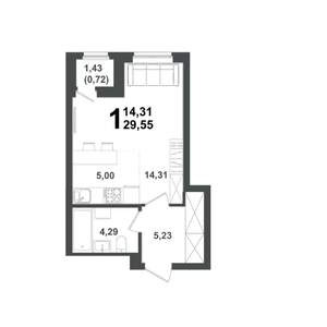 Студия квартира, вторичка, 30м2, 10/21 этаж