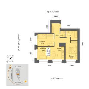 3-к квартира, вторичка, 64м2, 4/32 этаж
