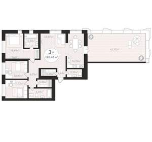 3-к квартира, вторичка, 110м2, 24/24 этаж