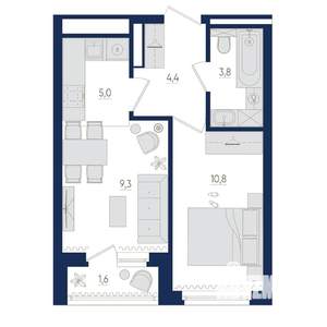 2-к квартира, вторичка, 34м2, 16/22 этаж