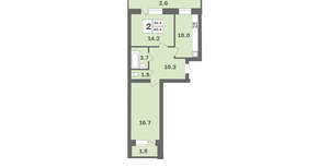 2-к квартира, вторичка, 60м2, 8/12 этаж