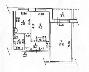 2-к квартира, вторичка, 44м2, 1/9 этаж