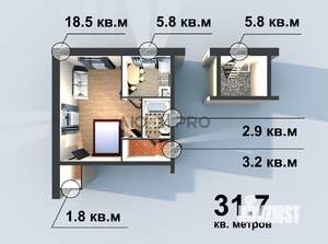 1-к квартира, вторичка, 32м2, 1/4 этаж