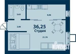 1-к квартира, строящийся дом, 36м2, 4/5 этаж