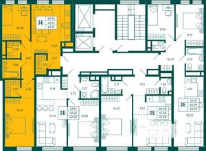 2-к квартира, строящийся дом, 63м2, 7/16 этаж