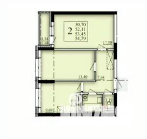 2-к квартира, строящийся дом, 53м2, 13/25 этаж