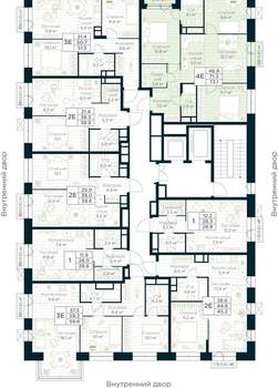 3-к квартира, строящийся дом, 73м2, 8/15 этаж