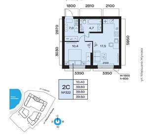 2-к квартира, вторичка, 40м2, 12/31 этаж