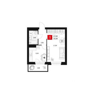 1-к квартира, вторичка, 36м2, 2/15 этаж