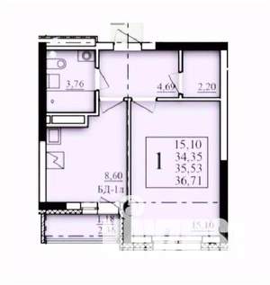1-к квартира, строящийся дом, 36м2, 2/25 этаж