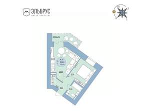 1-к квартира, вторичка, 34м2, 9/20 этаж