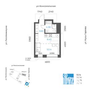 1-к квартира, вторичка, 27м2, 4/17 этаж