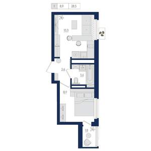 1-к квартира, вторичка, 29м2, 10/22 этаж