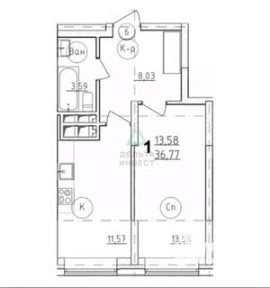 1-к квартира, вторичка, 37м2, 14/30 этаж