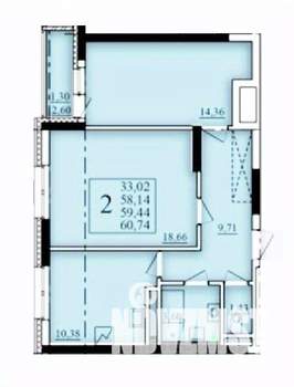 2-к квартира, строящийся дом, 59м2, 11/25 этаж