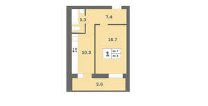 1-к квартира, вторичка, 41м2, 10/12 этаж