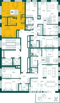 1-к квартира, строящийся дом, 46м2, 17/18 этаж