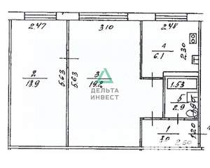 2-к квартира, вторичка, 45м2, 1/5 этаж